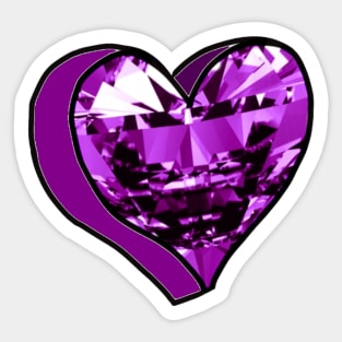 Purple Diamond Love Heart Sticker